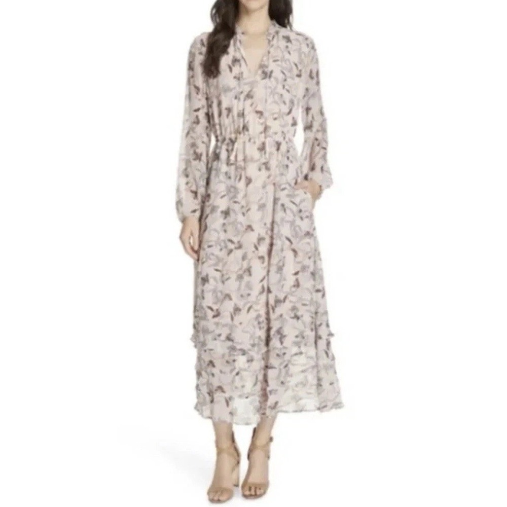 DOLAN  Anthropologie Frances Floral‎ 100% Silk Maxi Dress Size Small